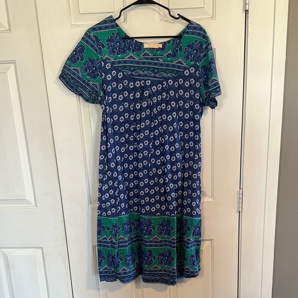 La Cera Blue and Green dress size large - Picture 1 of 3